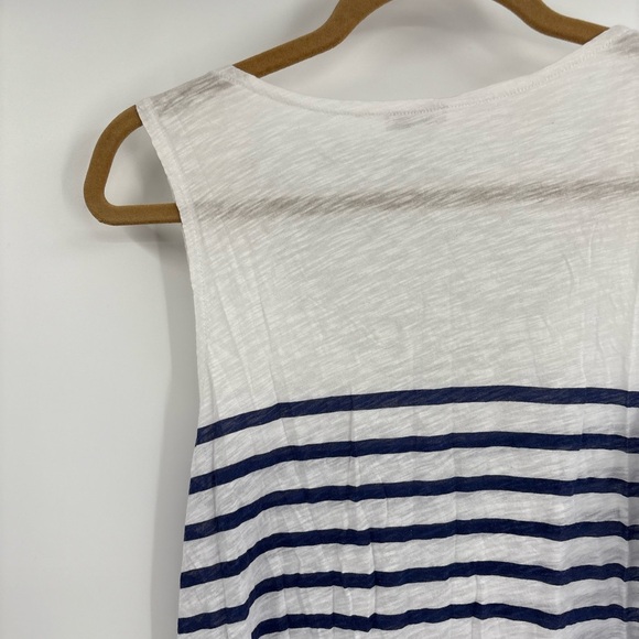 American Vintage Women’s Blue White Striped 100% Cotton Slub Knit Tank Top Large - Picture 8 of 16